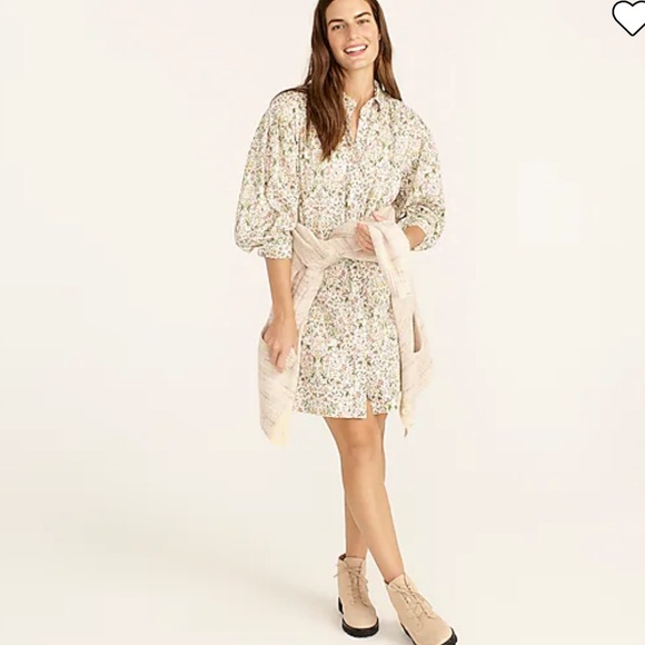 J. Crew Floral Long Sleeve Smock Mini 